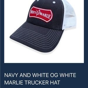 White Marlie Navy and White Trucker Hat